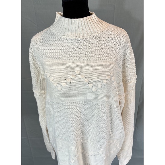 Pink Clover Women's L Ivory Knit Sweater NWT‎ Mock Neck Pullover Cottagecore - Picture 7 of 13